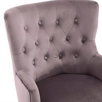 Loretta Accent Chair Mink Velvet Button Tufted Armchair - Image 7