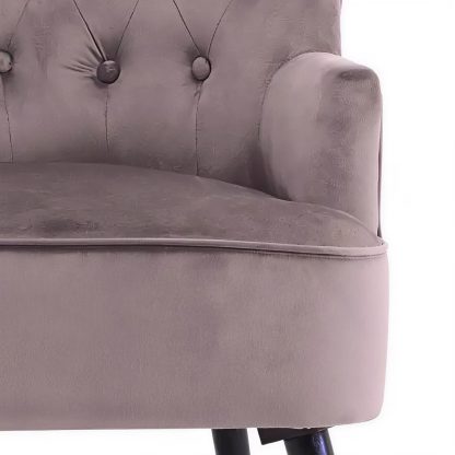 Loretta Accent Chair Mink Velvet Button Tufted Armchair - Image 6