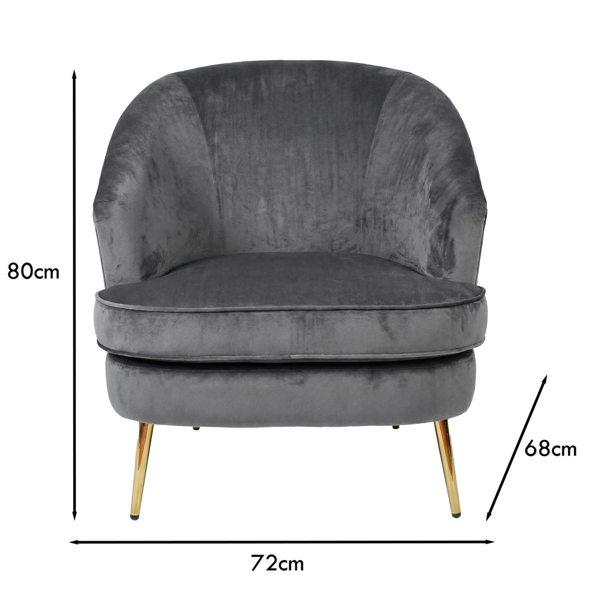 Loretta Armchair Grey Velvet Padded Cushioned Tub Chair - Image 5