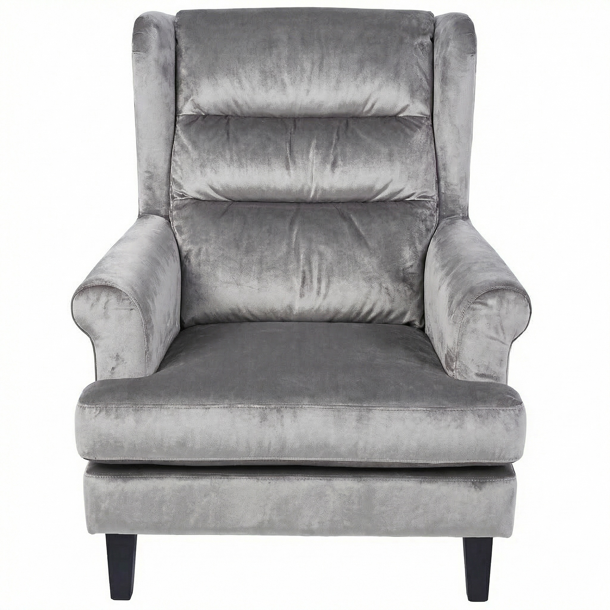 Loretta Armchair Grey Velvet Cushioned Ribbed Back - Image 2
