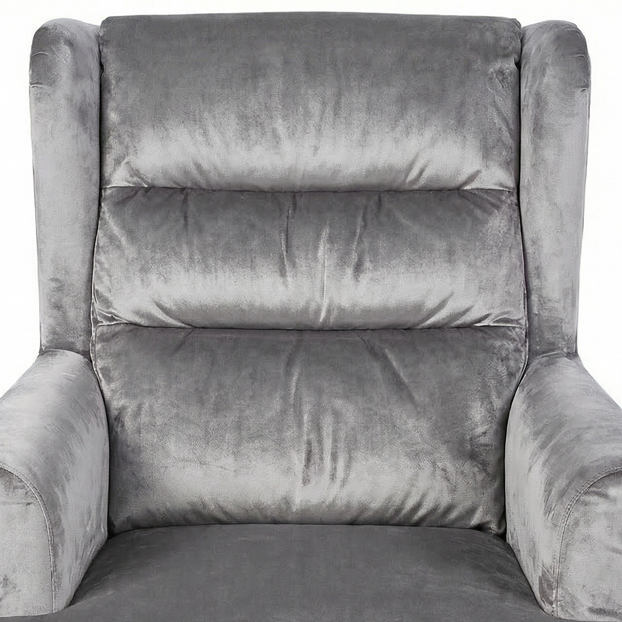 Loretta Armchair Grey Velvet Cushioned Ribbed Back - Image 3