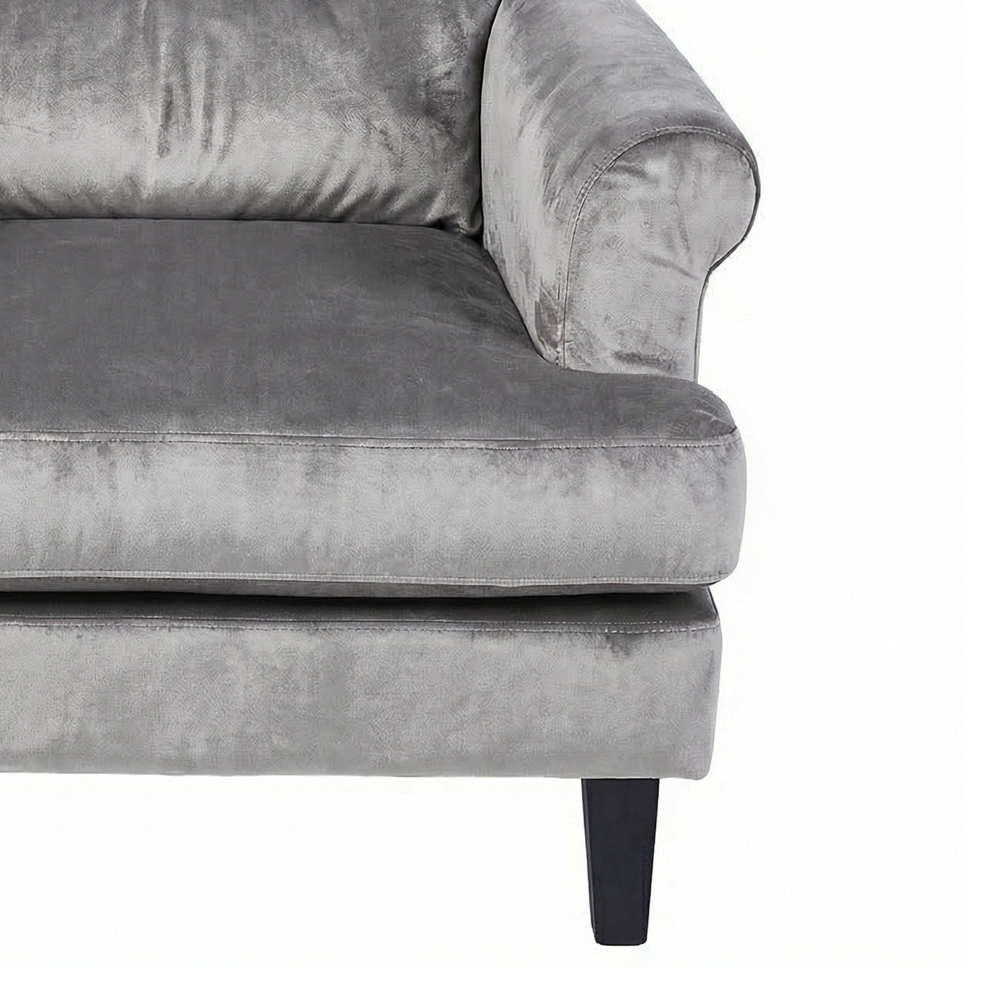 Loretta Armchair Grey Velvet Cushioned Ribbed Back - Image 4