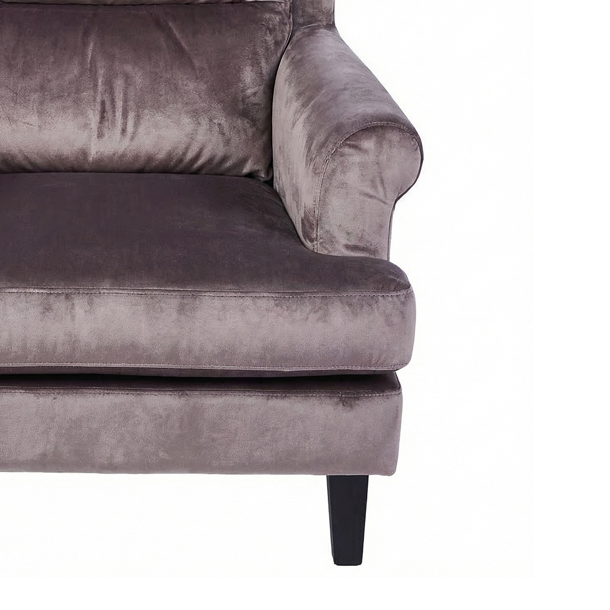 Loretta Armchair Mink Velvet Cushioned Ribbed Back - Image 4