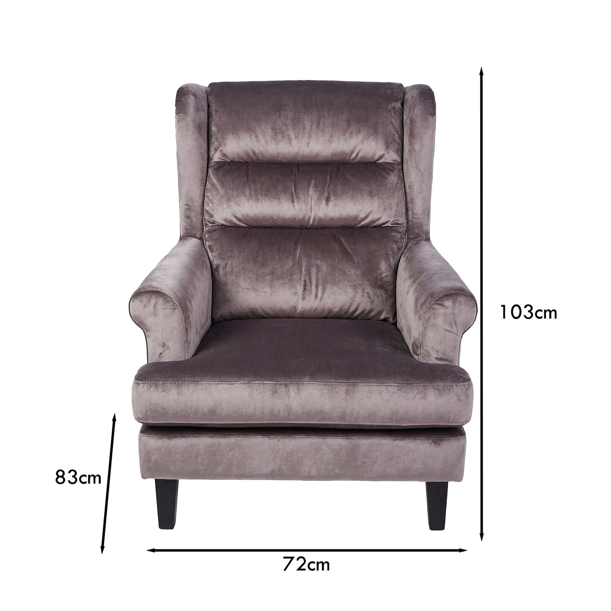 Loretta Armchair Mink Velvet Cushioned Ribbed Back - Image 5