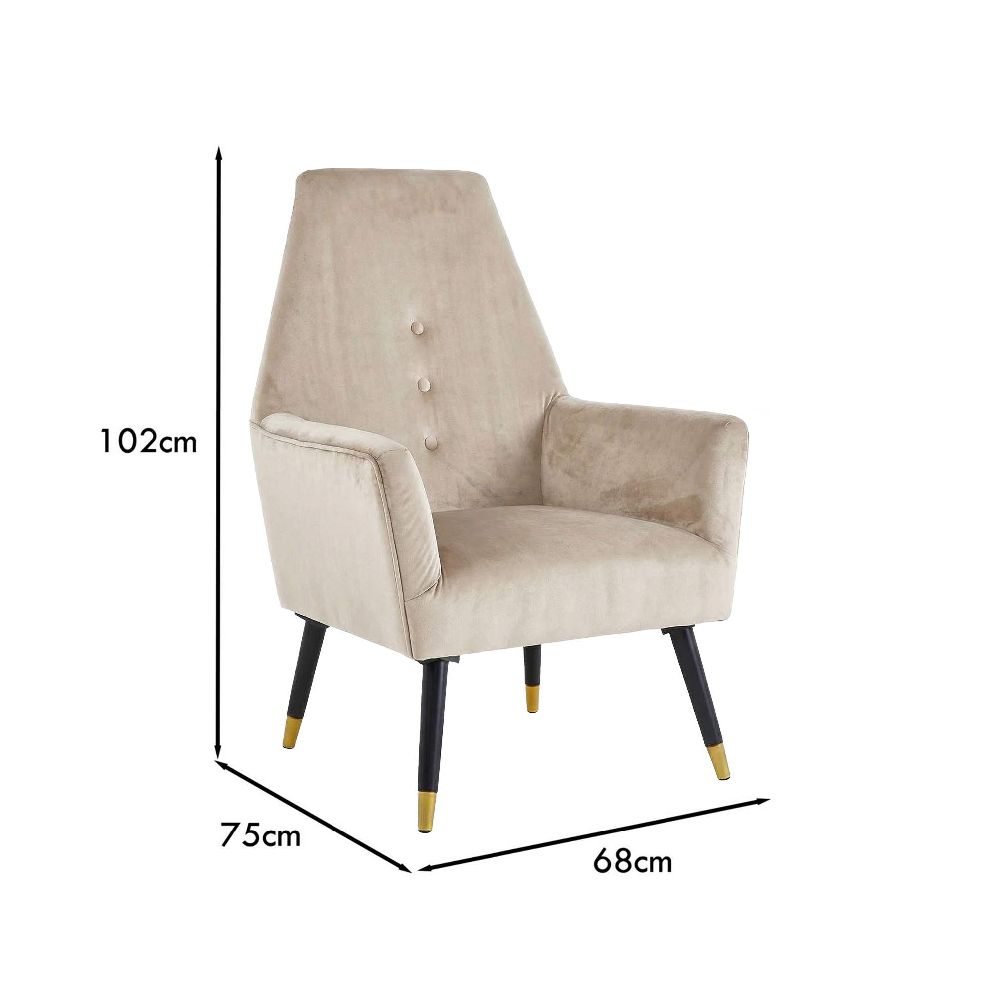 Loretta Accent Chair Stone Velvet Button Detail Armchair - Image 7