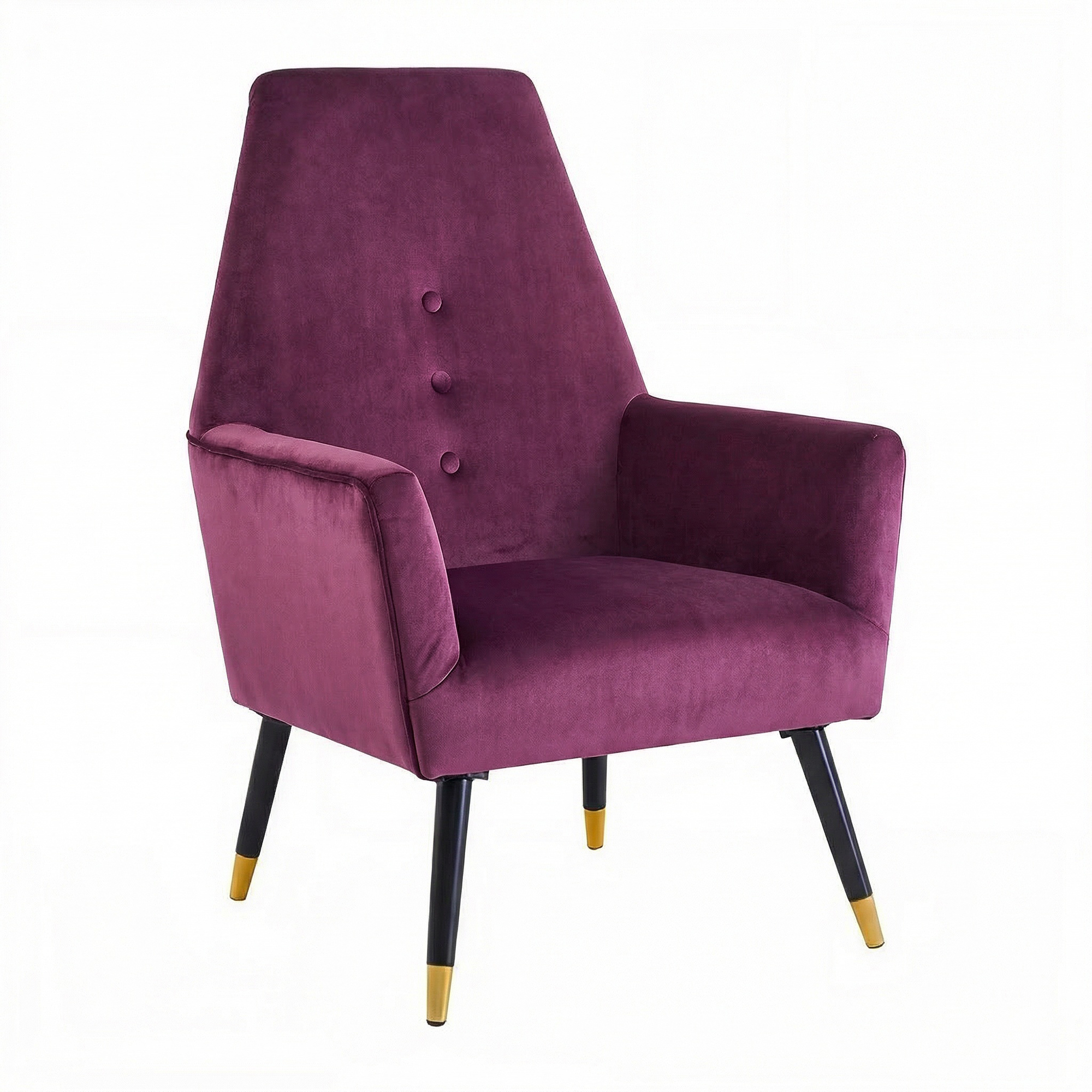Loretta Accent Chair Red Wine Velvet Button Detail Armchair - Image 2
