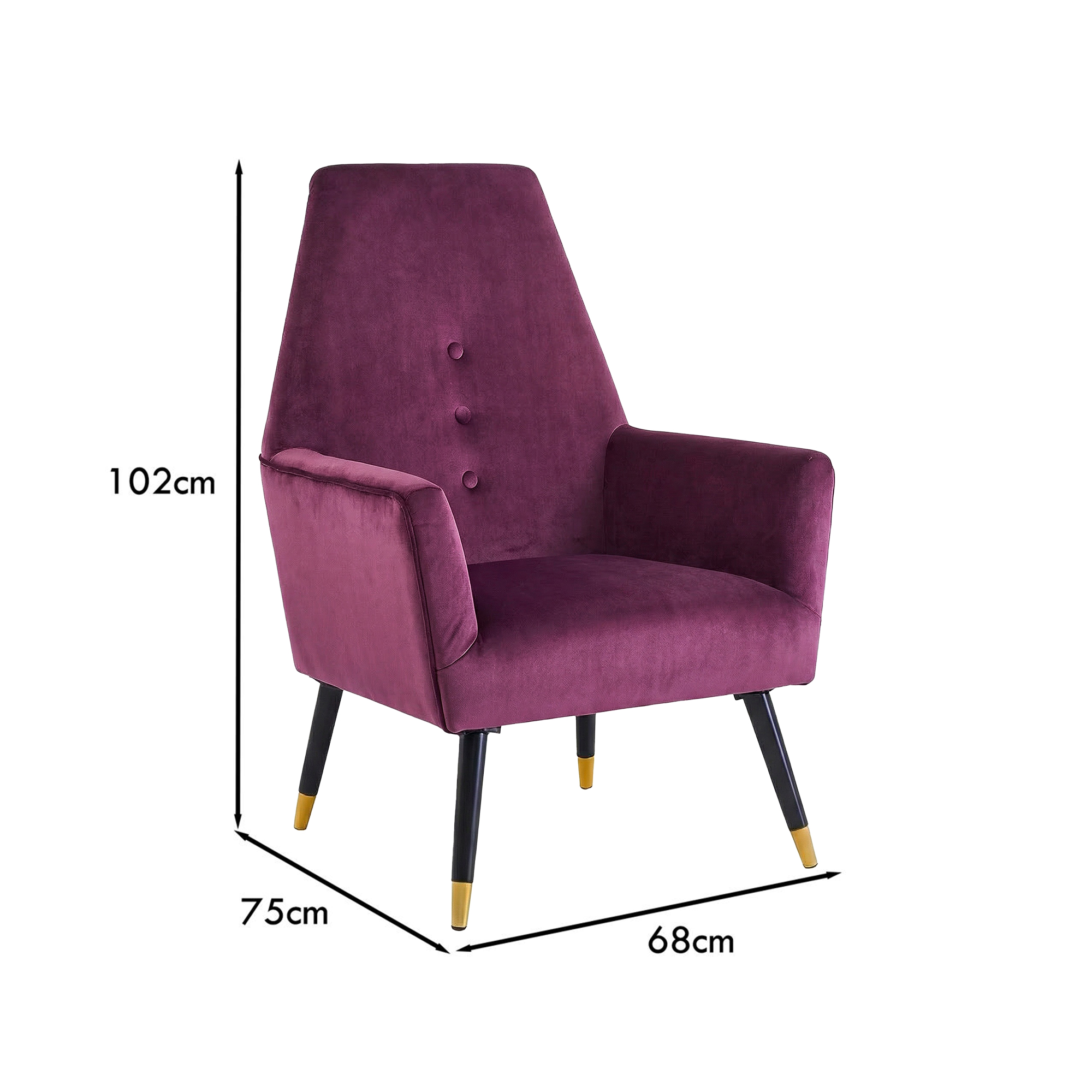 Loretta Accent Chair Red Wine Velvet Button Detail Armchair - Image 7
