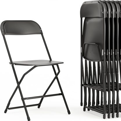 10 Pack Black Folding Chairs - Steel Frame, Indoor & Outdoor Use