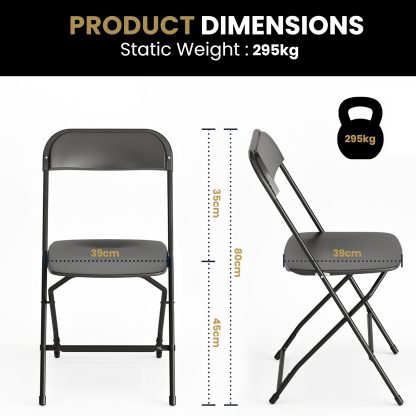 10 Pack Black Folding Chairs - Steel Frame, Indoor & Outdoor Use - Image 2