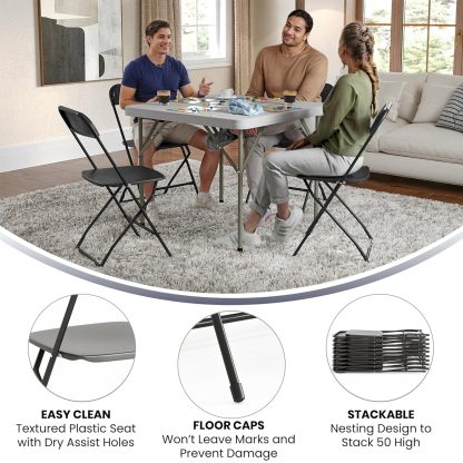 10 Pack Black Folding Chairs - Steel Frame, Indoor & Outdoor Use - Image 3