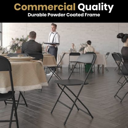 10 Pack Black Folding Chairs - Steel Frame, Indoor & Outdoor Use - Image 4