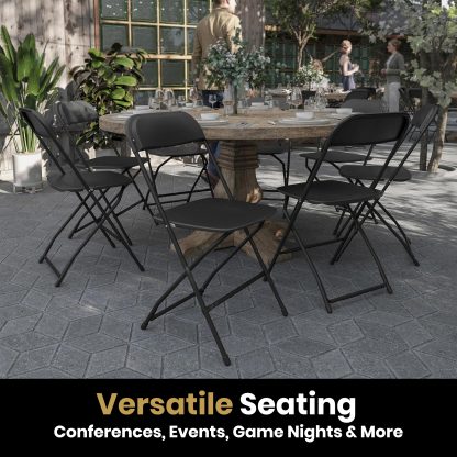 10 Pack Black Folding Chairs - Steel Frame, Indoor & Outdoor Use - Image 7