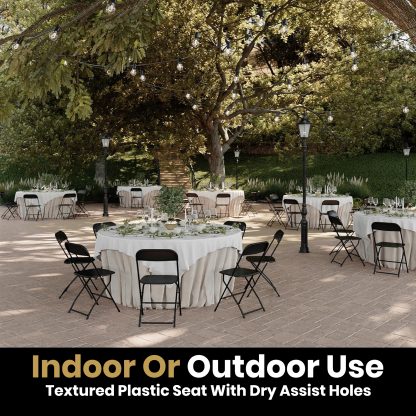 10 Pack Black Folding Chairs - Steel Frame, Indoor & Outdoor Use - Image 9