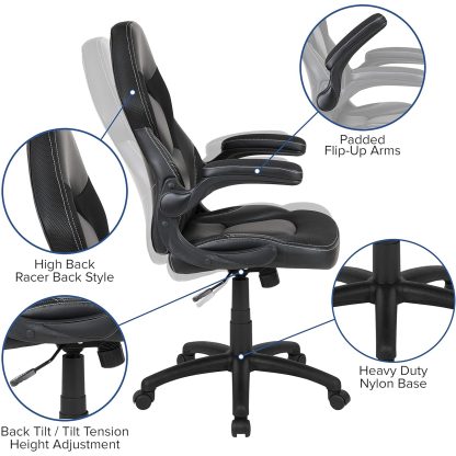 X10 Black Faux Leather Racer Style Gaming Office Chair - Image 3