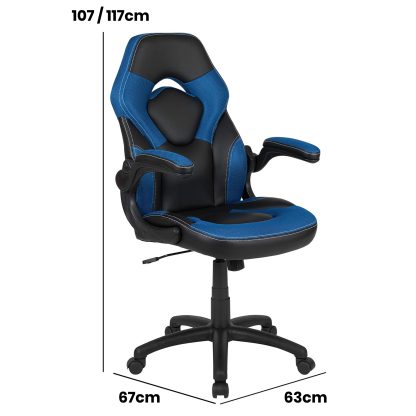 X10 Black & Blue Faux Leather Racer Style Gaming Office Chair - Image 2