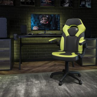 X10 Black & Green Faux Leather Racer Style Gaming Office Chair