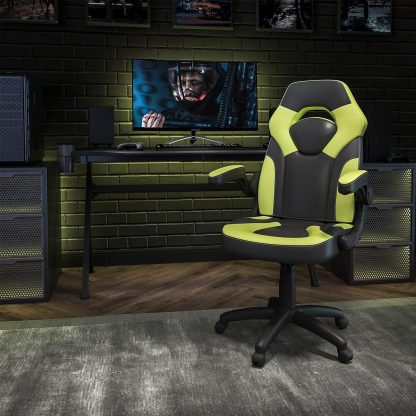 X10 Black & Green Faux Leather Racer Style Gaming Office Chair