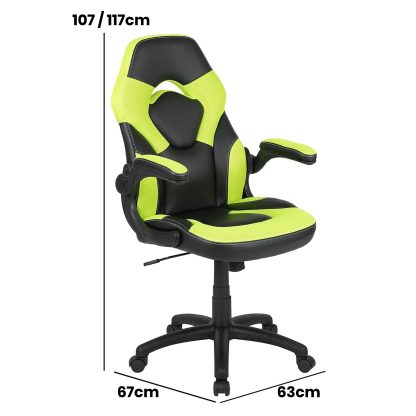 X10 Black & Green Faux Leather Racer Style Gaming Office Chair - Image 3