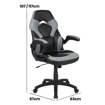 X10 Black & Grey Faux Leather Racer Style Gaming Office Chair - Image 3