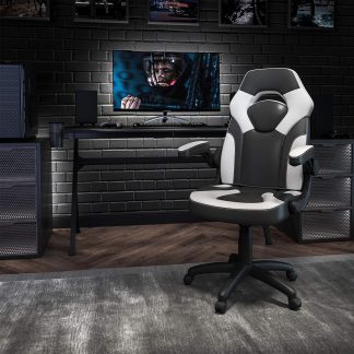 X10 Black & White Faux Leather Racer Style Gaming Office Chair