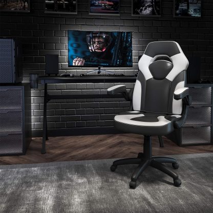X10 Black & White Faux Leather Racer Style Gaming Office Chair