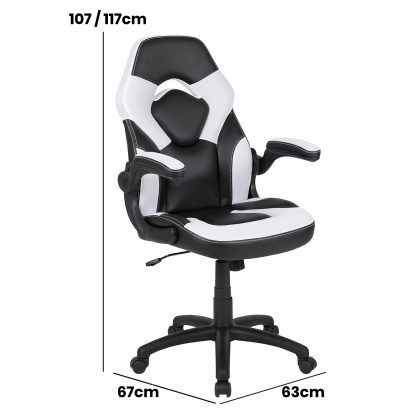 X10 Black & White Faux Leather Racer Style Gaming Office Chair - Image 3