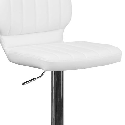 Set Of 2 White Faux Leather Rotating Barstools - Image 4