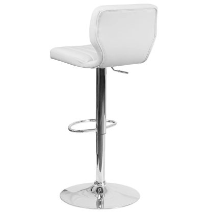 Set Of 2 White Faux Leather Rotating Barstools - Image 5