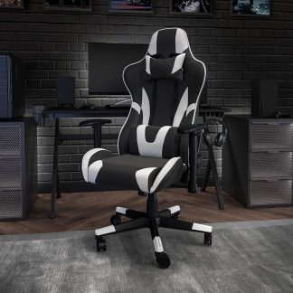 X20 Black & White Faux Leather Racer Style Gaming Office Chair