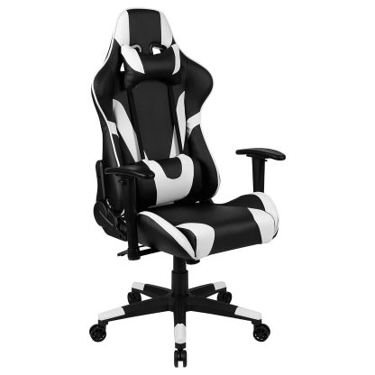 X20 Black & White Faux Leather Racer Style Gaming Office Chair - Image 2