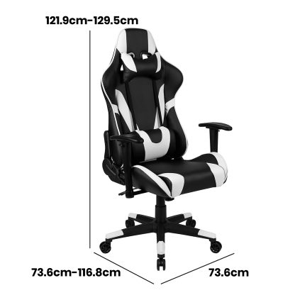 X20 Black & White Faux Leather Racer Style Gaming Office Chair - Image 6