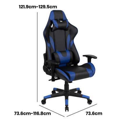 X20 Black & Blue Faux Leather Racer Style Gaming Office Chair - Image 6