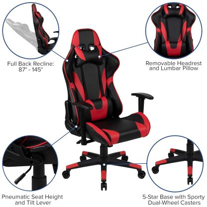 X20 Black & Red Faux Leather Racer Style Gaming Office Chair - Image 3