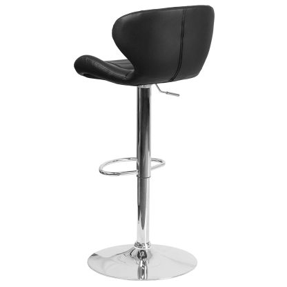 Set Of 2 Black Faux Leather Curved Rotating Barstools - Image 4