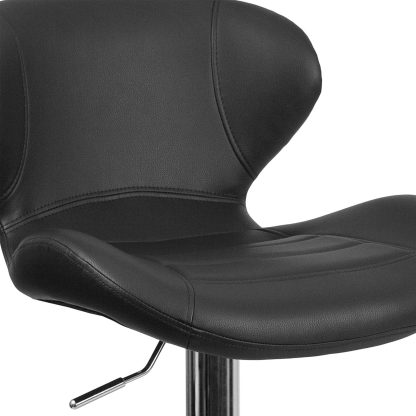 Set Of 2 Black Faux Leather Curved Rotating Barstools - Image 5