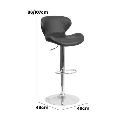Set Of 2 Black Faux Leather Curved Rotating Barstools - Image 6