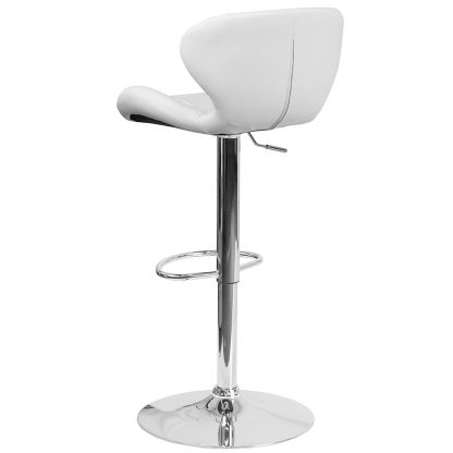 Set Of 2 White Faux Leather Curved Rotating Barstools - Image 4