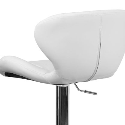 Set Of 2 White Faux Leather Curved Rotating Barstools - Image 5