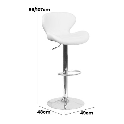 Set Of 2 White Faux Leather Curved Rotating Barstools - Image 6