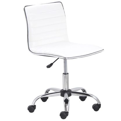 White Faux Leather Low Back Designer Office Chair - Image 4