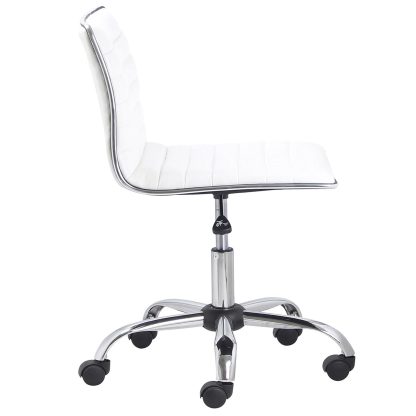 White Faux Leather Low Back Designer Office Chair - Image 5