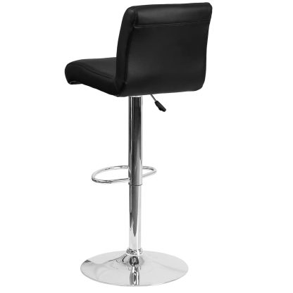 Set Of 2 Black Faux Leather Waterfall Barstools - Image 4