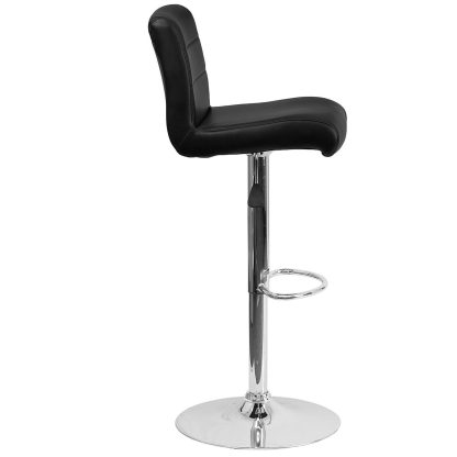 Set Of 2 Black Faux Leather Waterfall Barstools - Image 5