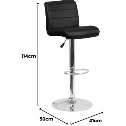 Set Of 2 Black Faux Leather Waterfall Barstools - Image 6