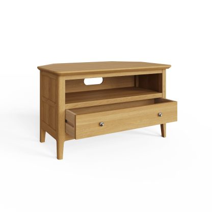 Hudson Ash 1 Drawer Corner TV Unit - Image 3