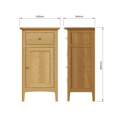 Hudson Ash 1 Door 1 Drawer Single Sideboard - Image 2