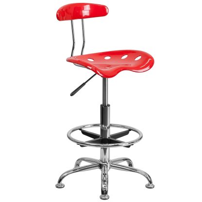 Modern Red Tractor Seat Drafting Stool Adjustable Bar Chair - Image 2