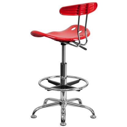 Modern Red Tractor Seat Drafting Stool Adjustable Bar Chair - Image 3
