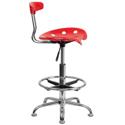 Modern Red Tractor Seat Drafting Stool Adjustable Bar Chair - Image 4