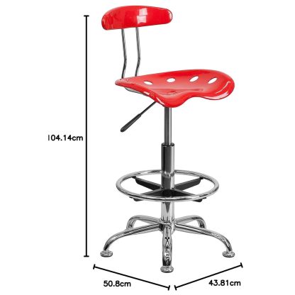 Modern Red Tractor Seat Drafting Stool Adjustable Bar Chair - Image 5